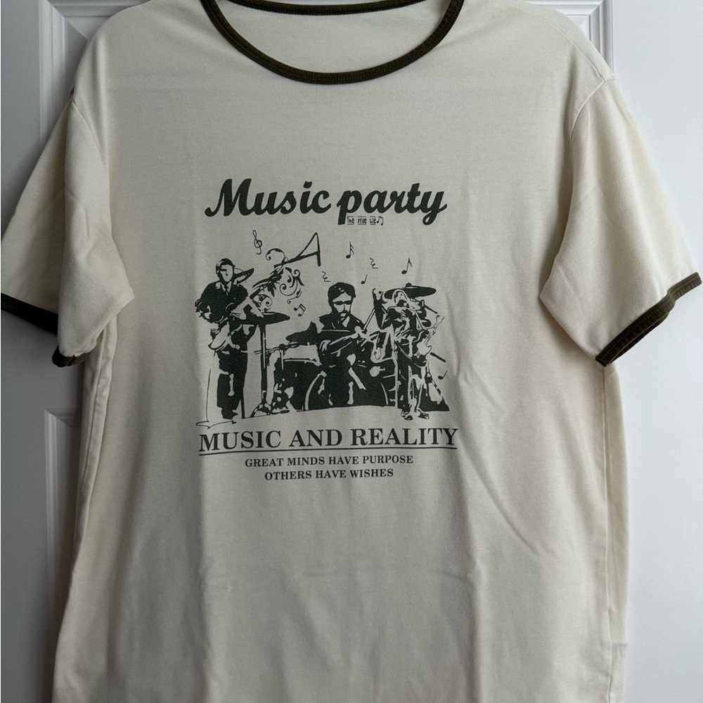 Music Party Graphic Tee - Cream